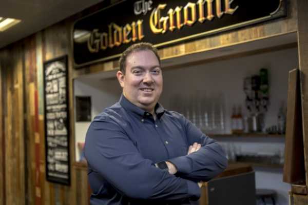 Jagex's CEO Phil Mansell at the company's in-house bar. Picture: Keith Heppell